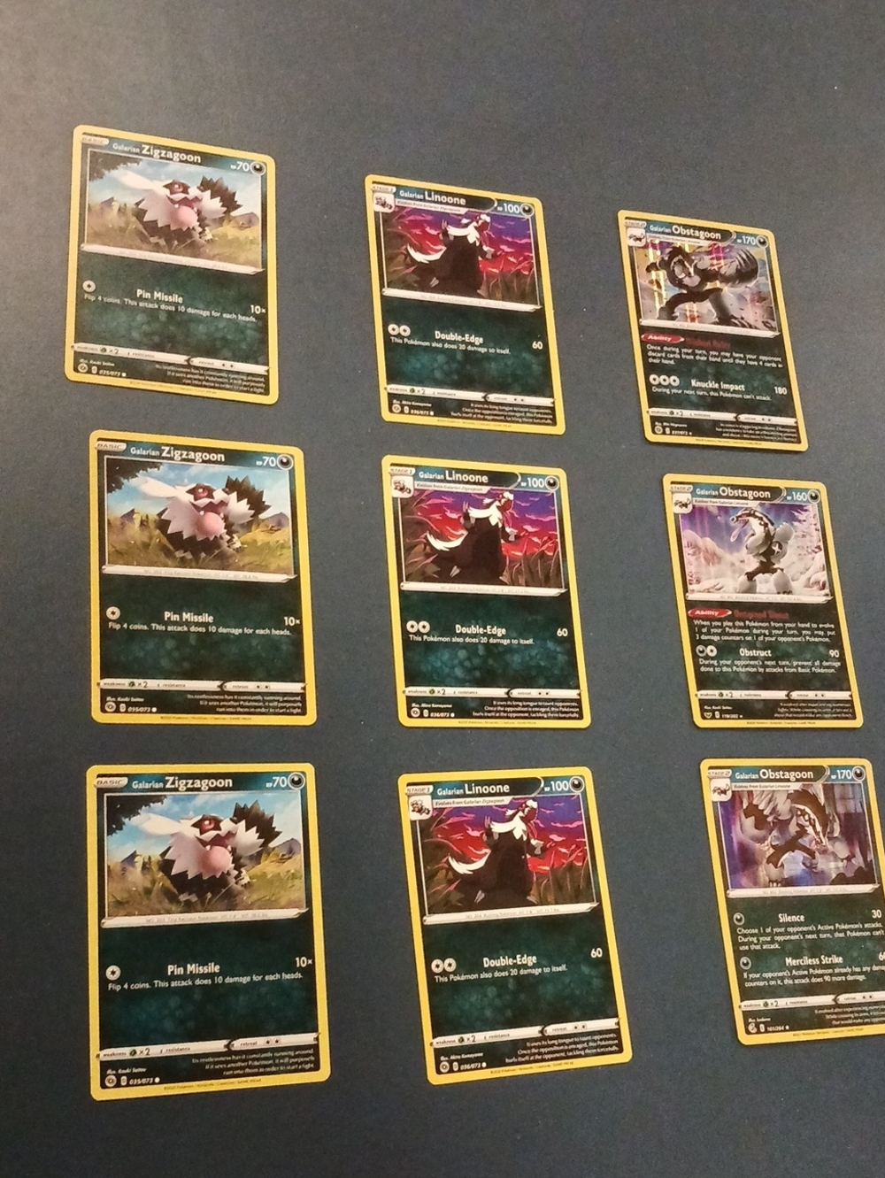 Pokemon Galarian Zigzagoon Evolution Trading Cards